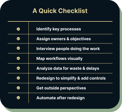 A Quick Checklist to Start Your Financial Process Design